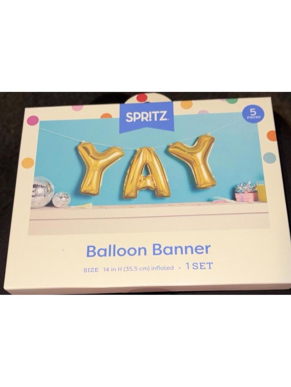 Spritz™ "YAY" Balloon Gold Banner Kit